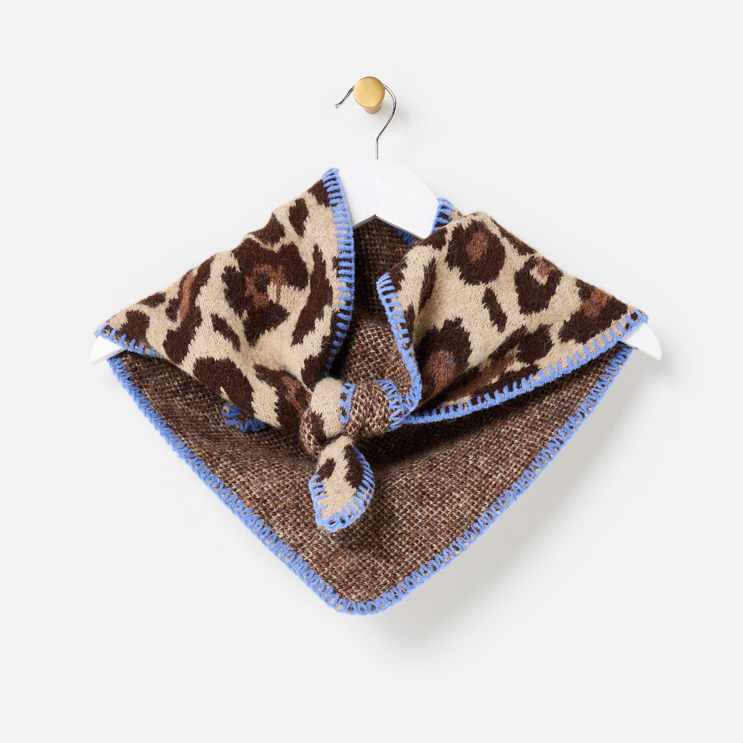 Brown Leopard Print Knitted Triangle Scarf | Oliver Bonas