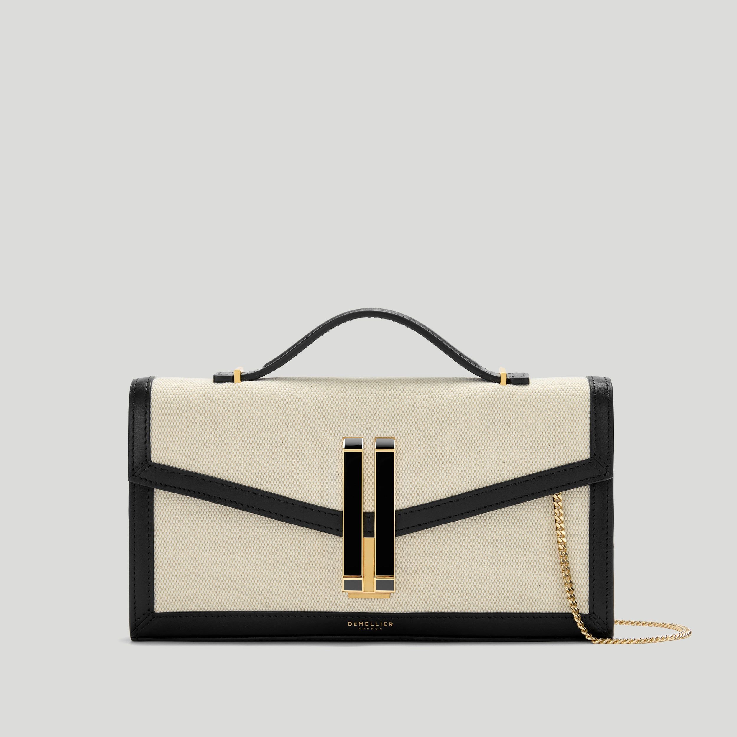 The Vancouver Clutch | Salt Pepper Canvas Black Smooth | Demellier
