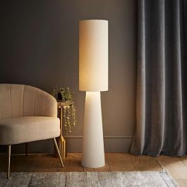 Ash Cream Boucle Fabric Floor Lamp