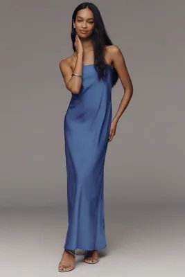 Fleur Strapless Satin Maxi Slip Dress