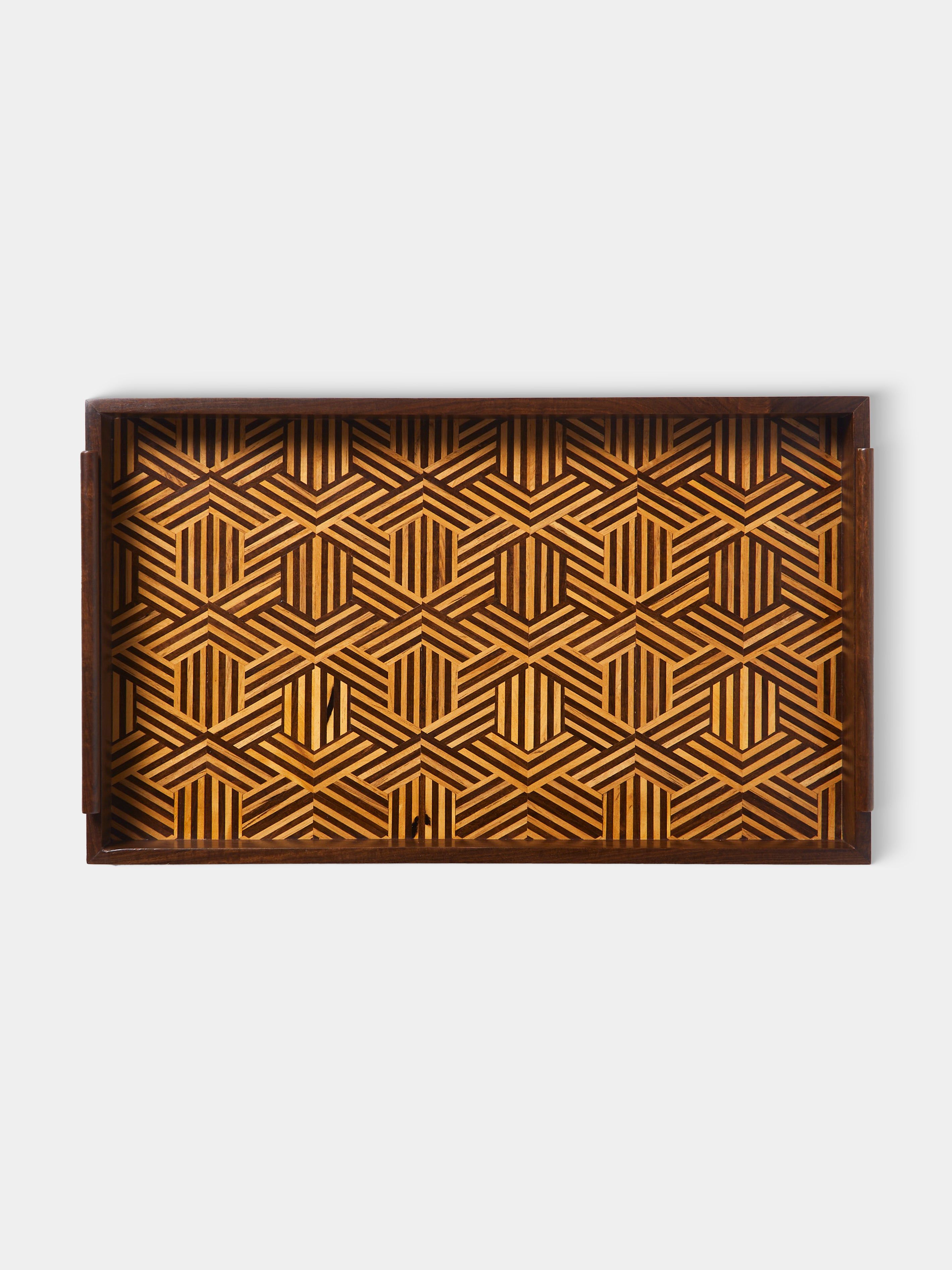 Marquetry Wood Tray (17.5in/44cm)