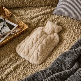 Cable Faux Fur Hot Water Bottle