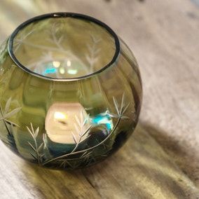 Cedar &amp;amp; Sage Bloom Engraved Shimmer Tealight Holder
