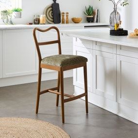Betsie Counter Height Barstool, Olive Chenille
