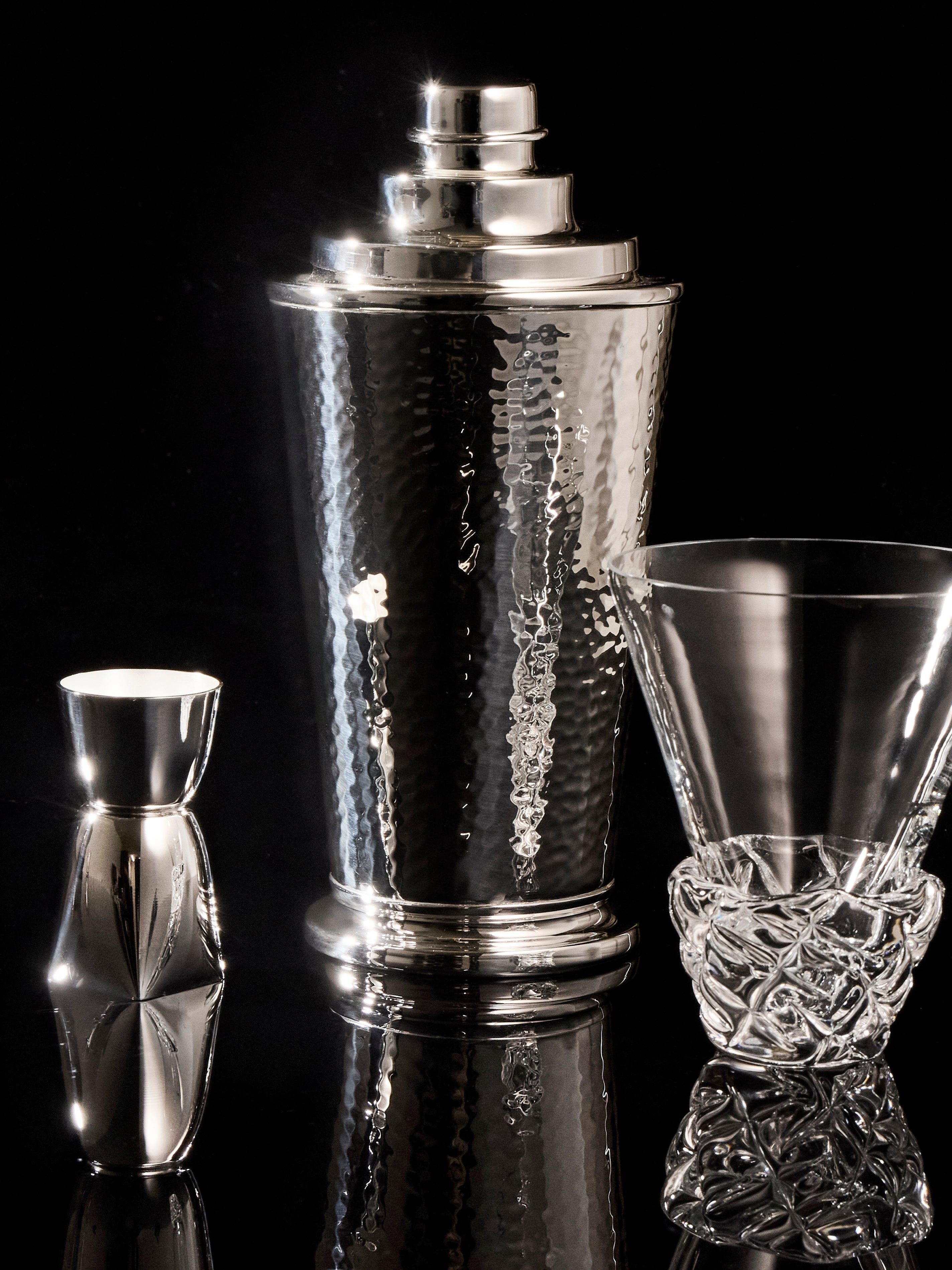 Silver-Plated Hammered Cocktail Shaker