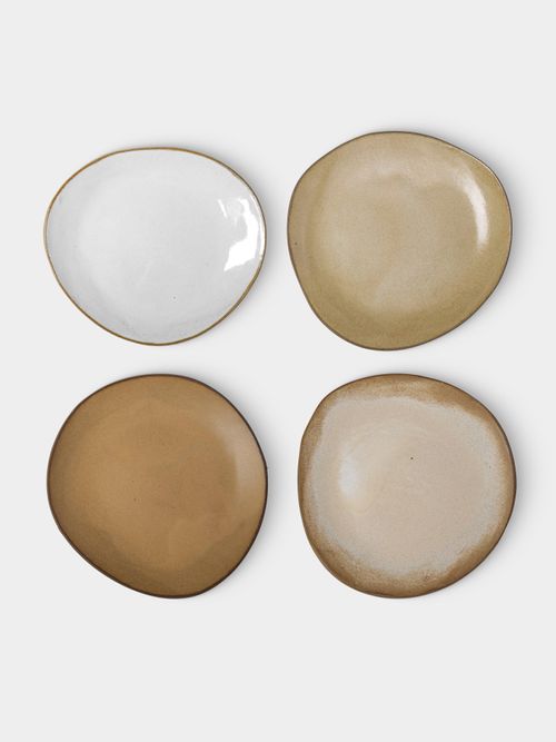 Set of 4 Hand-Built Stoneware Dinner Plates