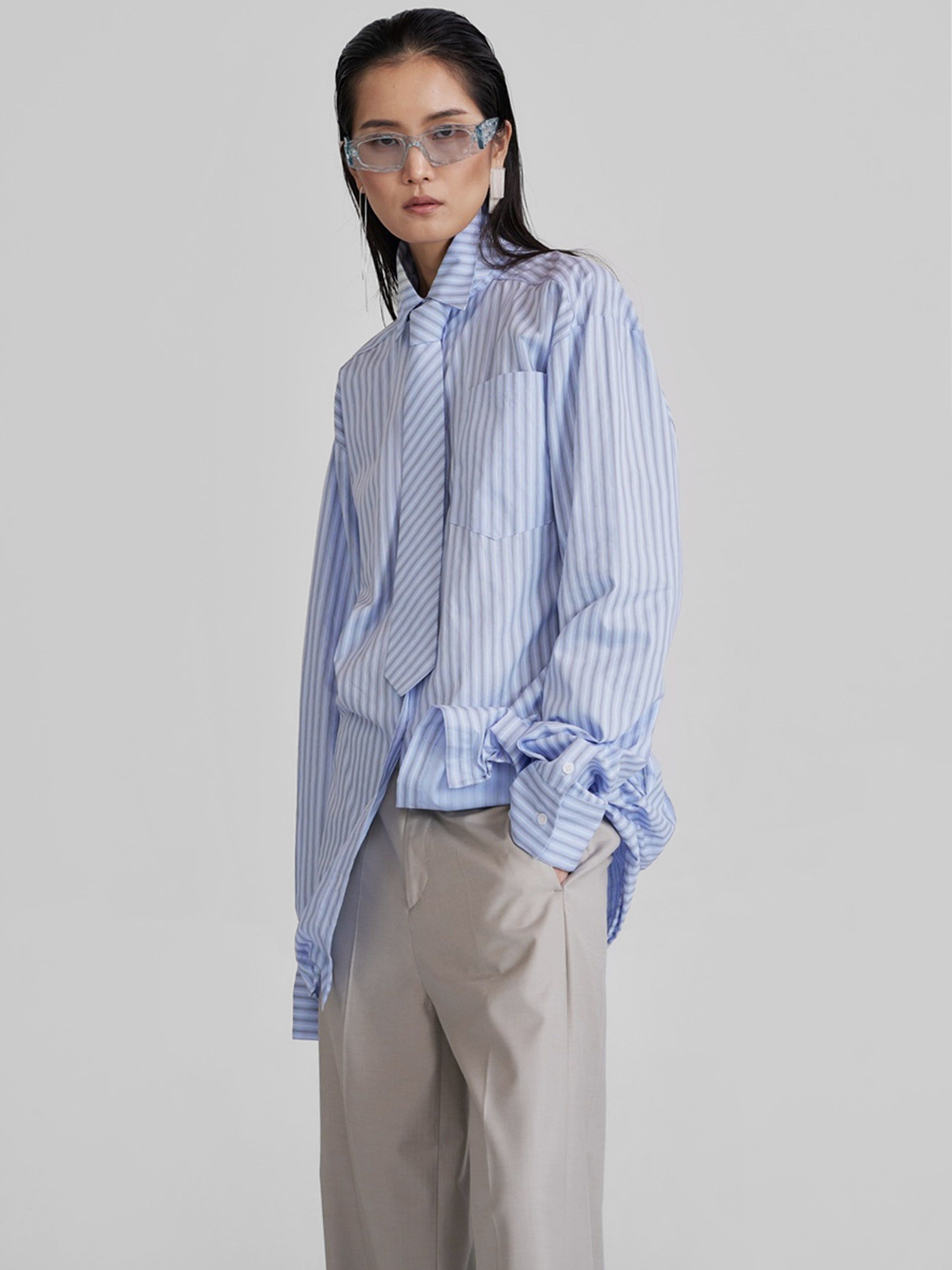 Connahy Tie Neck Shirt - Blue