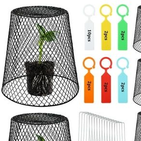 Topjuju 10 Pack Wire Cloche Plant Covers, 9.13x9.13 Inch Garden Cloche Plant Protectors From Animals With Stakes Labels, Rustproof Thicker Wire Cages for Keeping Bunnies Chicken Squirrels Birds Out