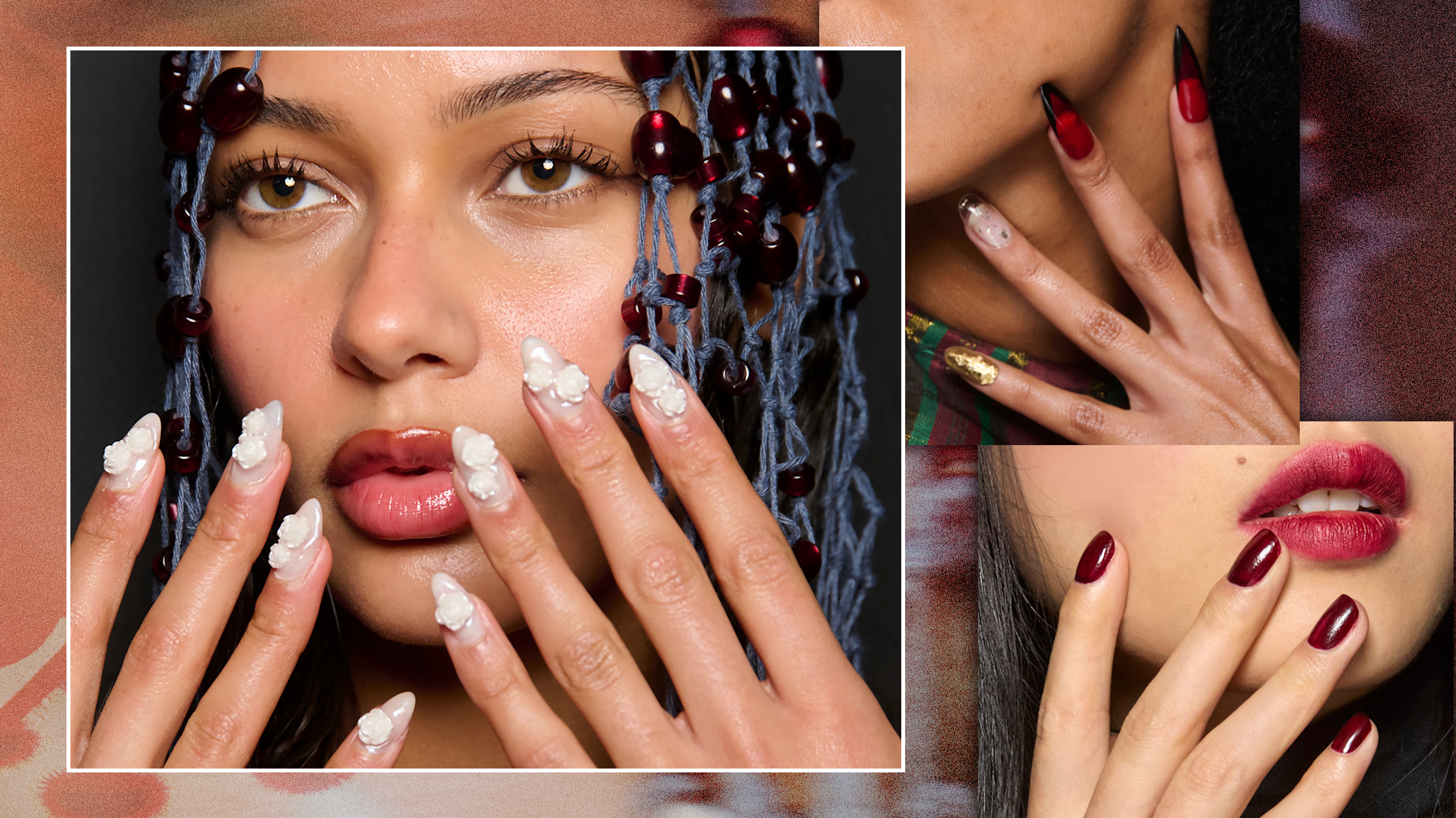 Red Bridal Nails with 3D Sparkle 2025