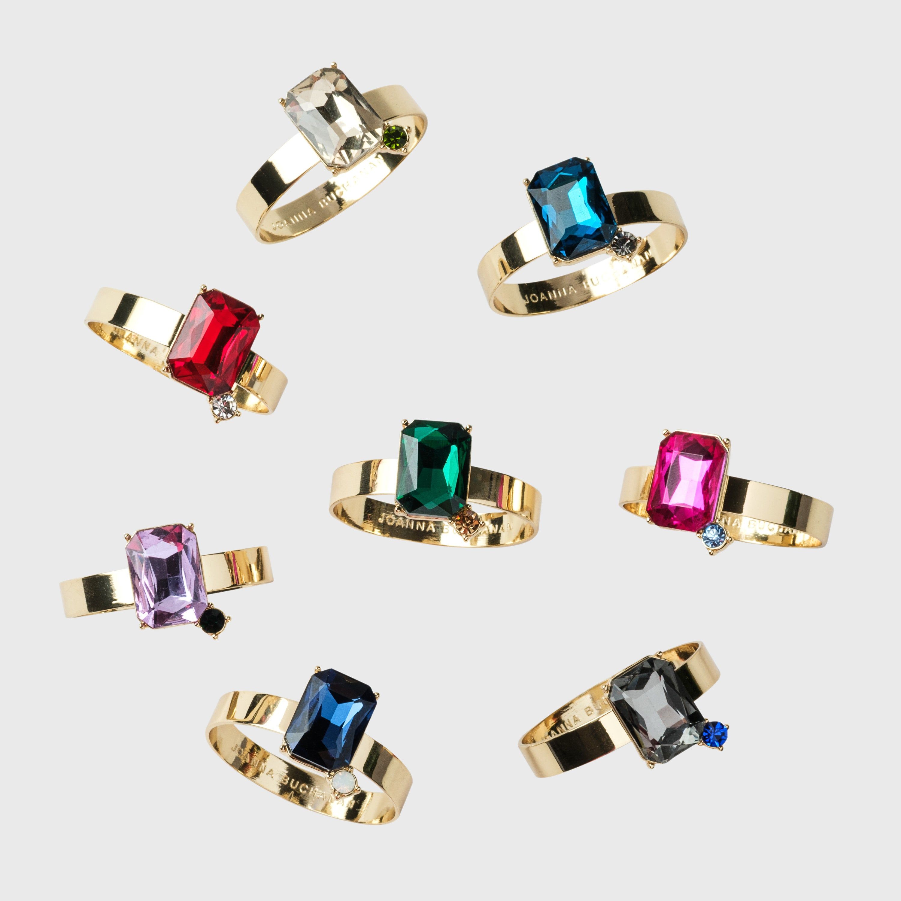 Multi Gem Napkin Rings, Set of Eight