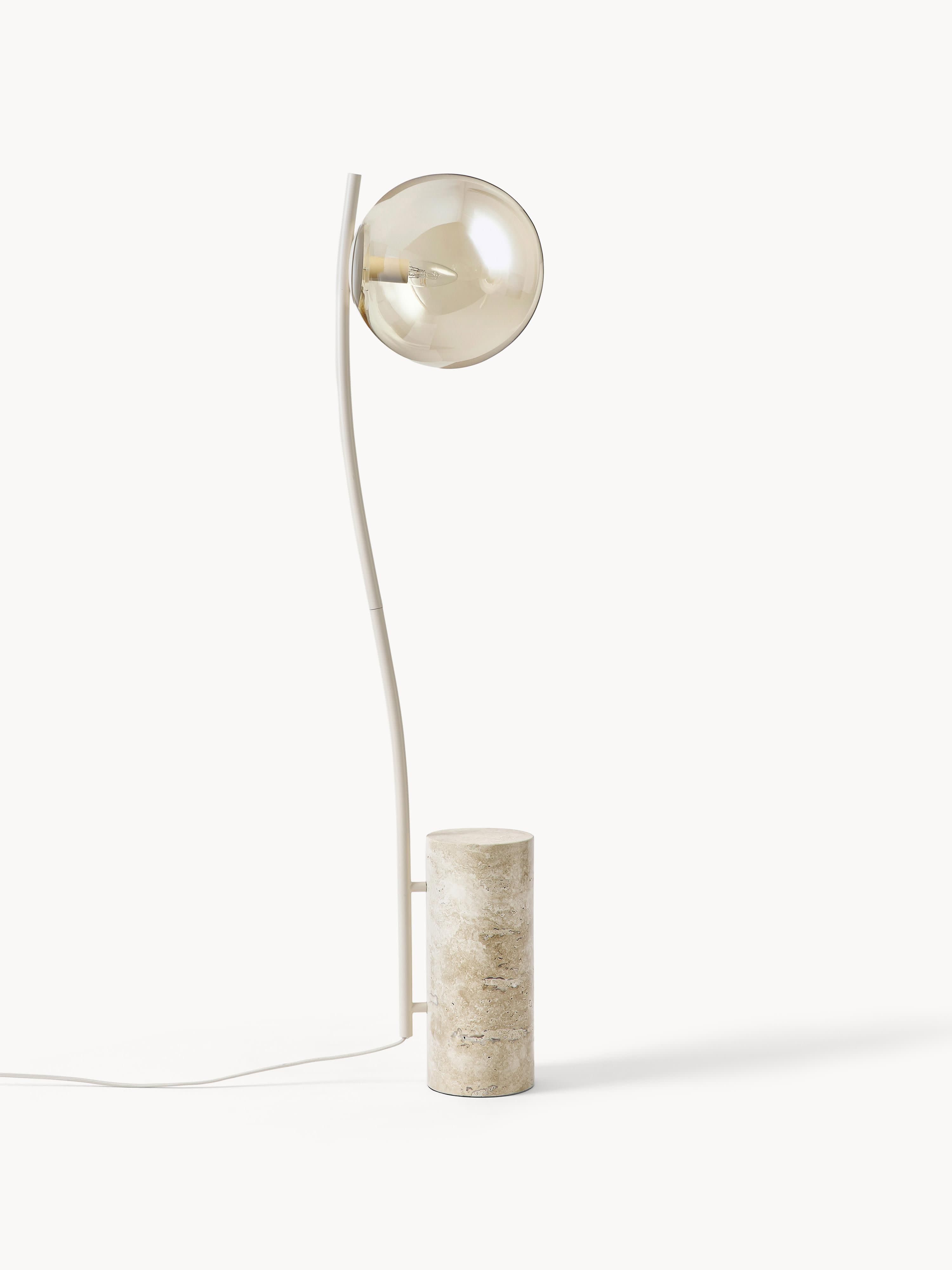 Small Floor Lamp Cora With Travertine Base