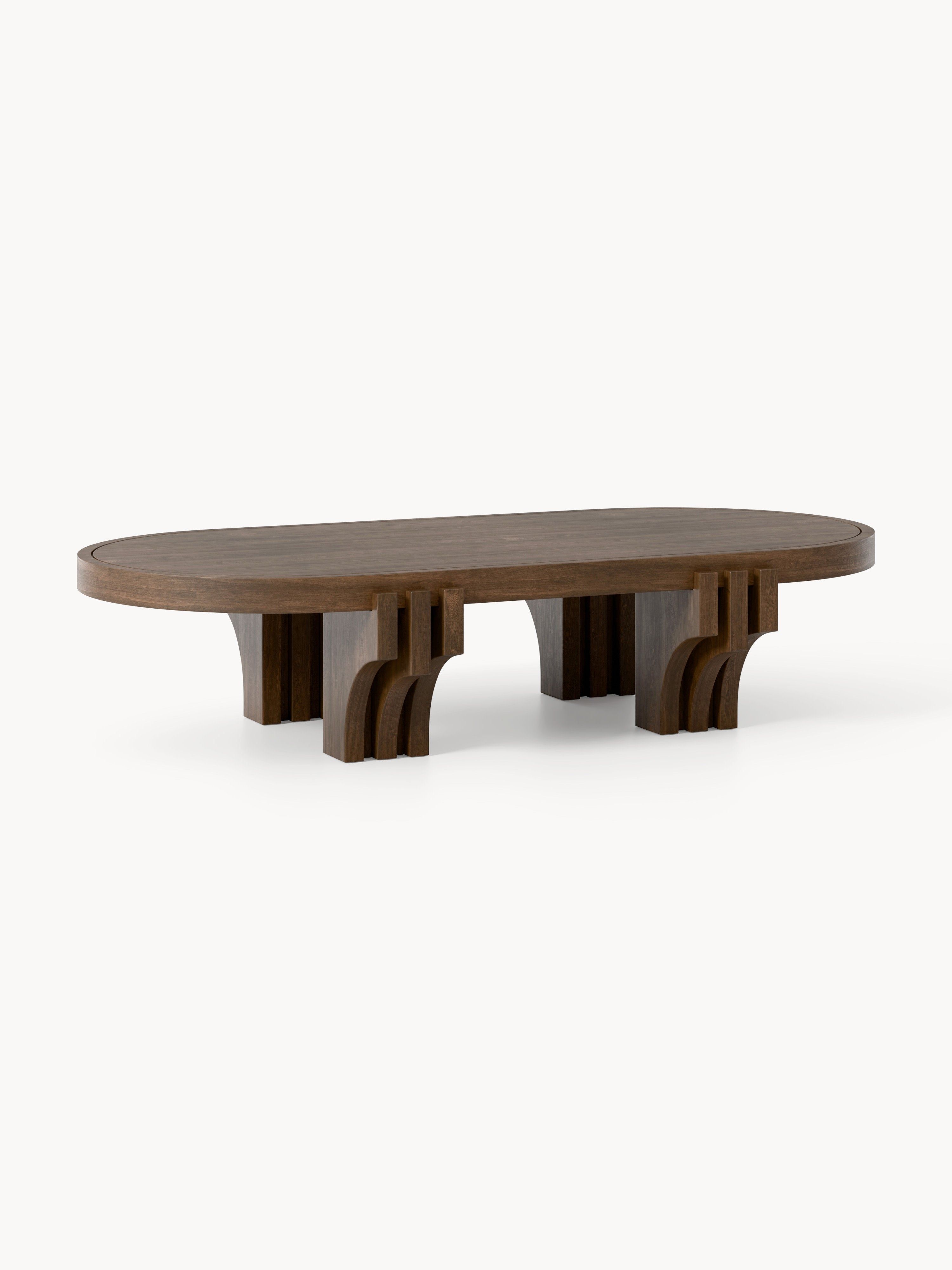 Oval Oak Wood Coffee Table Nolan