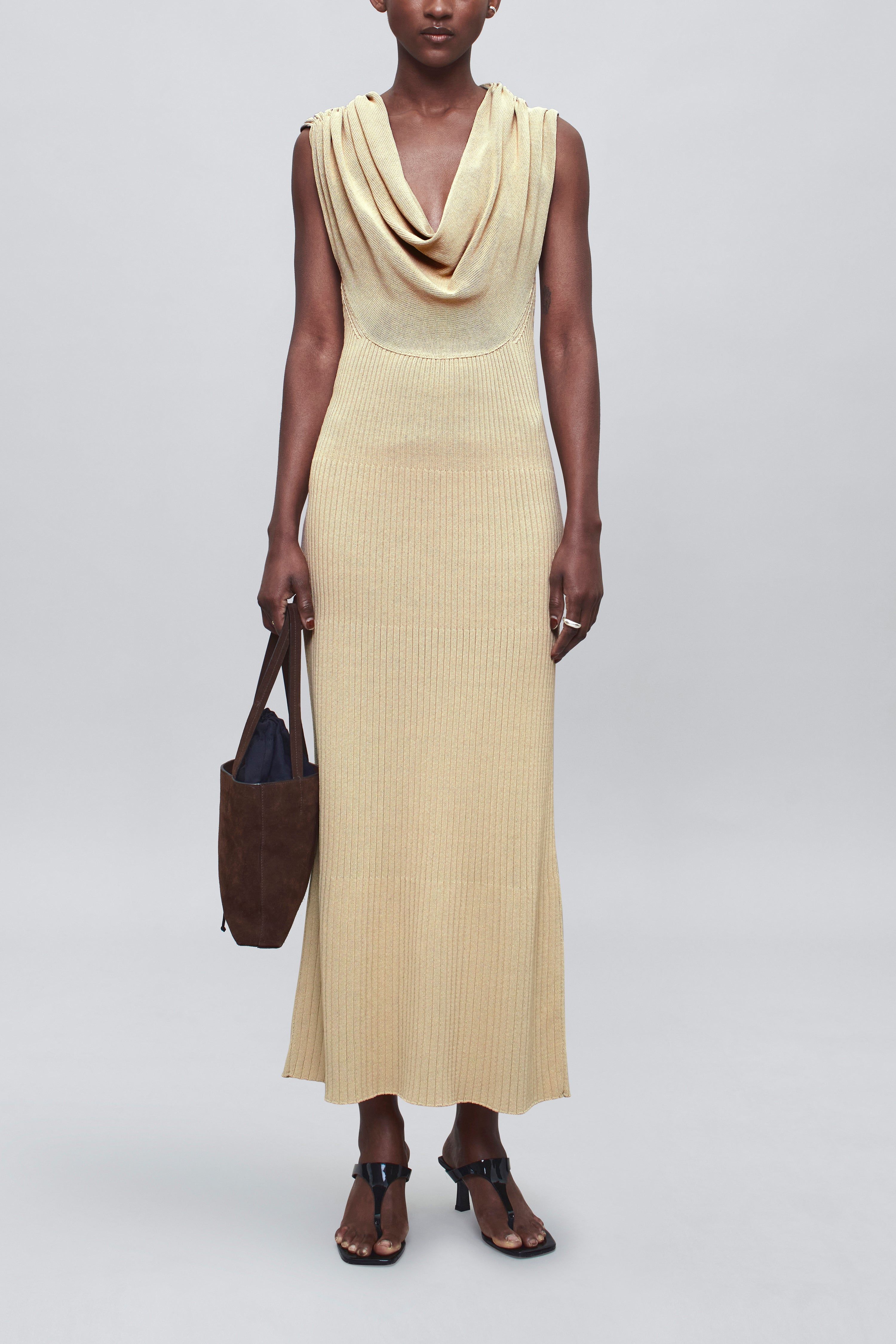 Manon Cowl Neck Dress in Cotton Nylon