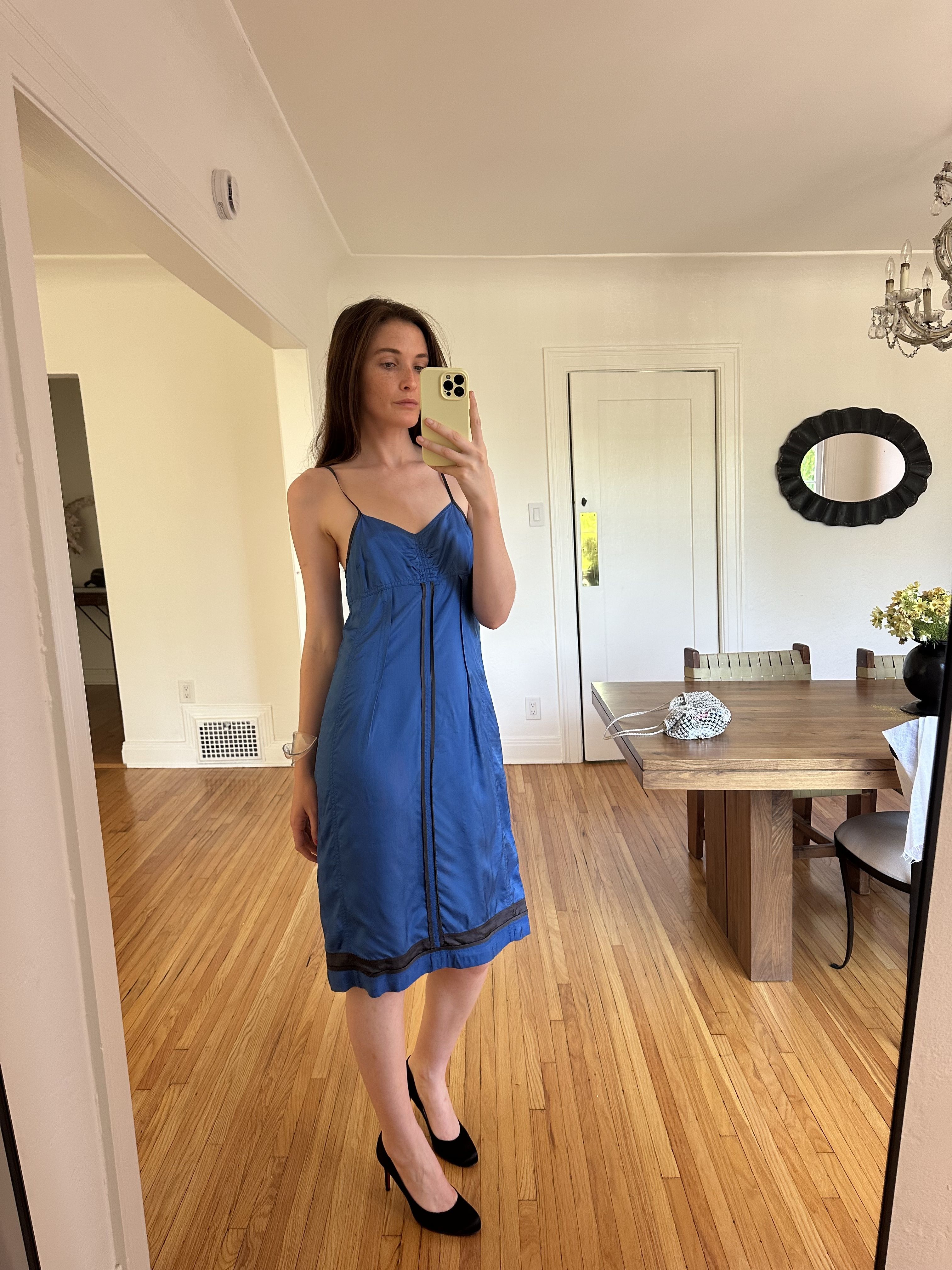 Grace O'Neill Dougherty styles a royal blue dress for her East Coast summer