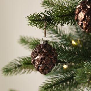 Brown Glitter Pine Cone Decoration | the White Company