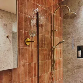 Top Ceramics Brick Red Gloss Metro Ceramic Wall Tile Flat Bumpy - Sample