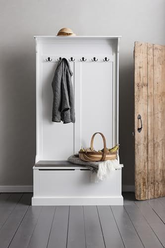 Noa &amp;amp; Nani Brittany Hallway Bench and Coat Hook Shoe Storage in Classic White