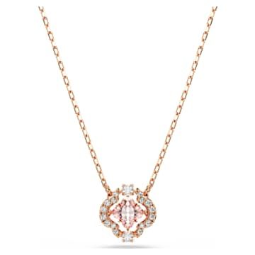 Una Necklace, Clover, Pink, Rose Gold-Tone Plated