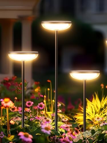 Gearlite Solar Garden Lights, 4 Pack Solar Lights Outdoor Garden Built-In 1000mah Battery, Outdoor Ornaments Solar Powered Waterproof for Yard Patio Pathway Decoration