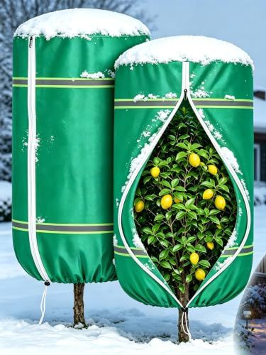 2 Pack Plant Covers Freeze Protection With Reflective Strip, 47" X39" Green | 2.8 Oz/yd&amp;sup2; Rounded Top Winter Plant Frost Protection Covers With Zipper and Drawstring for Outdoor Plants, Fruit Tree Shrubs