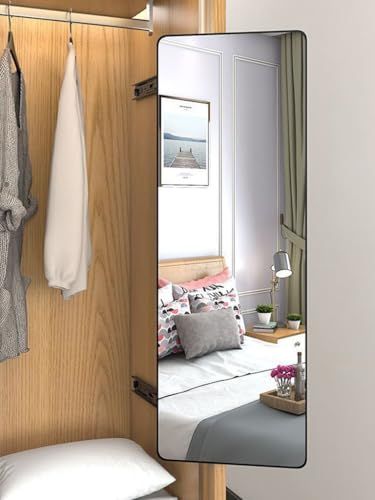 Retractable Full-Length Mirror With Ball Bearing Slides, 180&amp;deg; Mirror for Effortless Extension and Retraction, Concealed Wardrobe Mirror With Shatterproof Film