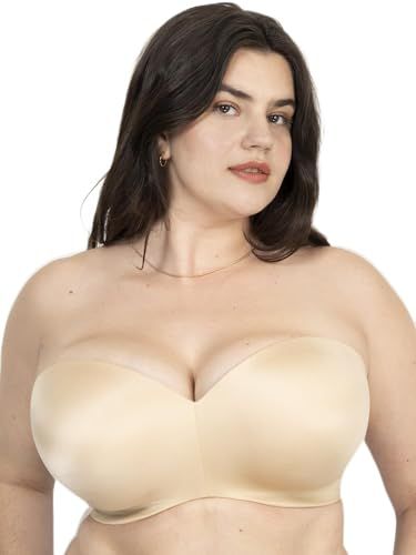 Curvy Couture Smooth Strapless Multi-Way Push Up Bra, Champagne, 36dd