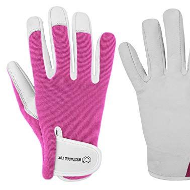 Westwood Fox Ladies/mens Leather Gardening Gloves Thorn Proof Rigger Garden Work Gloves, Safety Working Gloves, Premium Quality (pink, M)