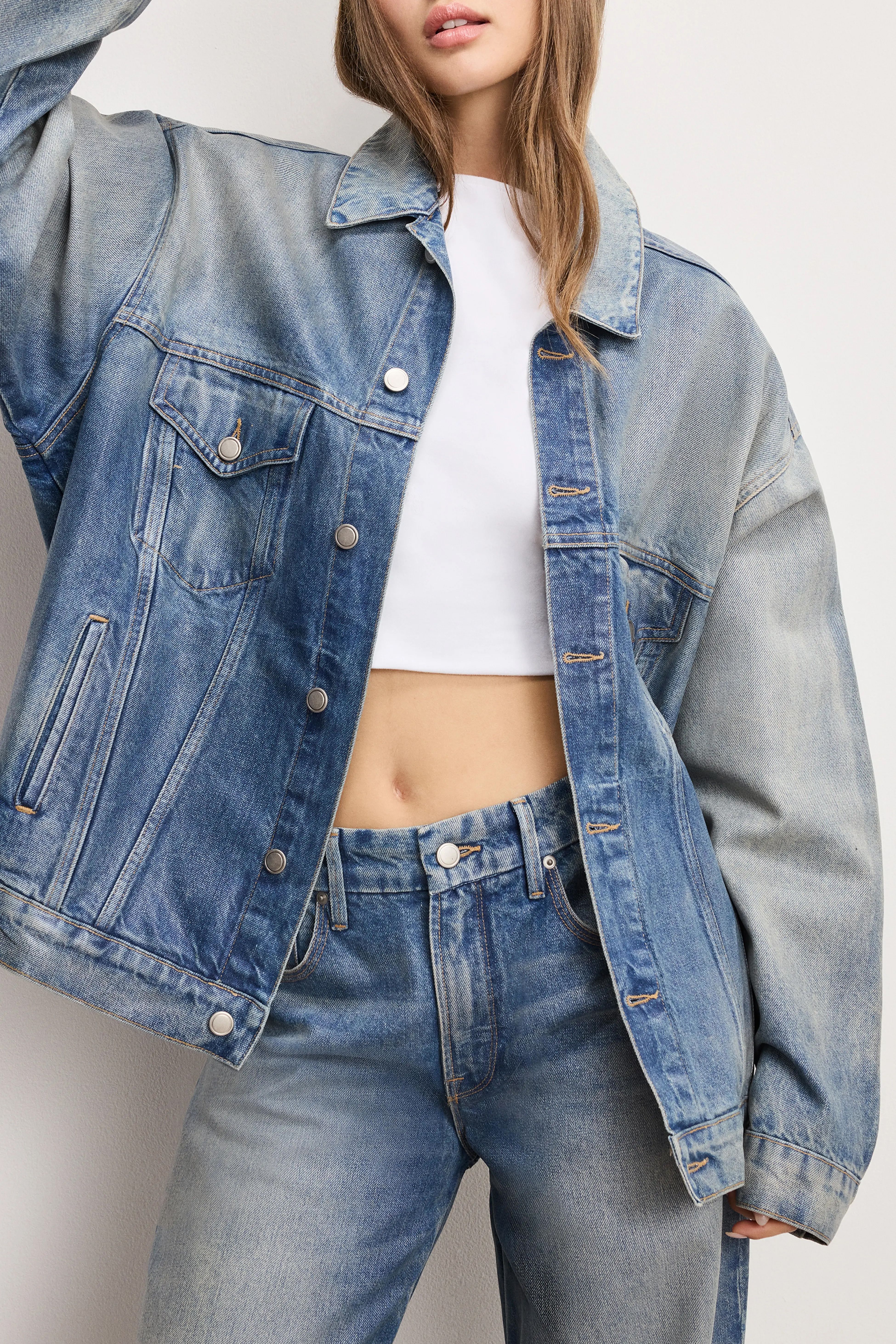 Good American Coated Oversize Denim Jacket