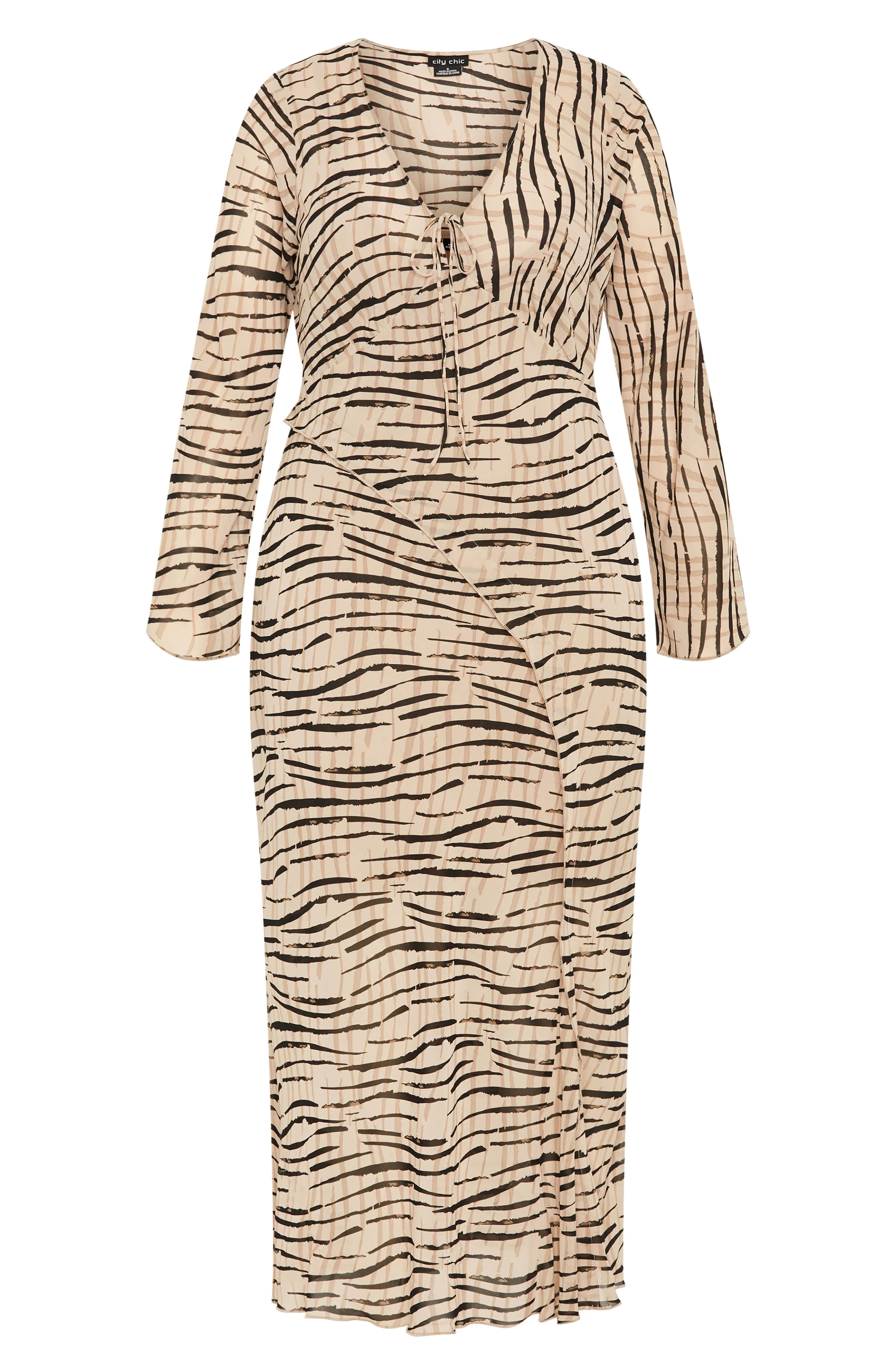 City Chic Anthea Animal Long Sleeve Maxi Dress