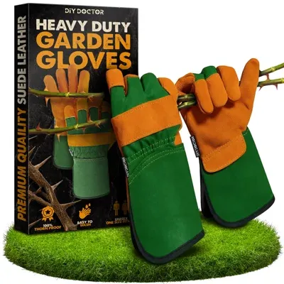 Diy Doctor Gardening Gloves - 1 Pair Unisex Leather Gloves - Thorn Proof Heavy Duty Garden Gloves - One Size