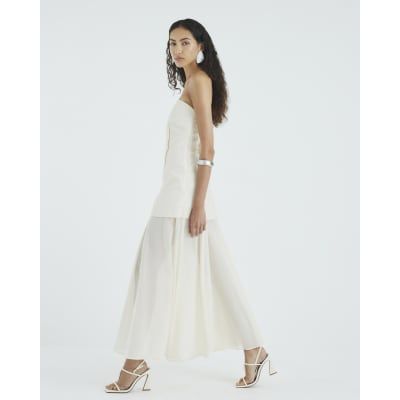 Ri Studio Cream Hybrid Sheer Maxi Dress