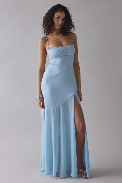 Uo Sky High Sheer Illusion Asymmetric Maxi Dress