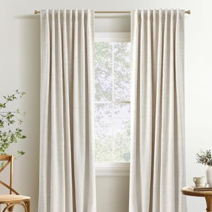 Inovaday 100% Blackout Linen Curtains for Bedroom 50x84 Inches Cream
