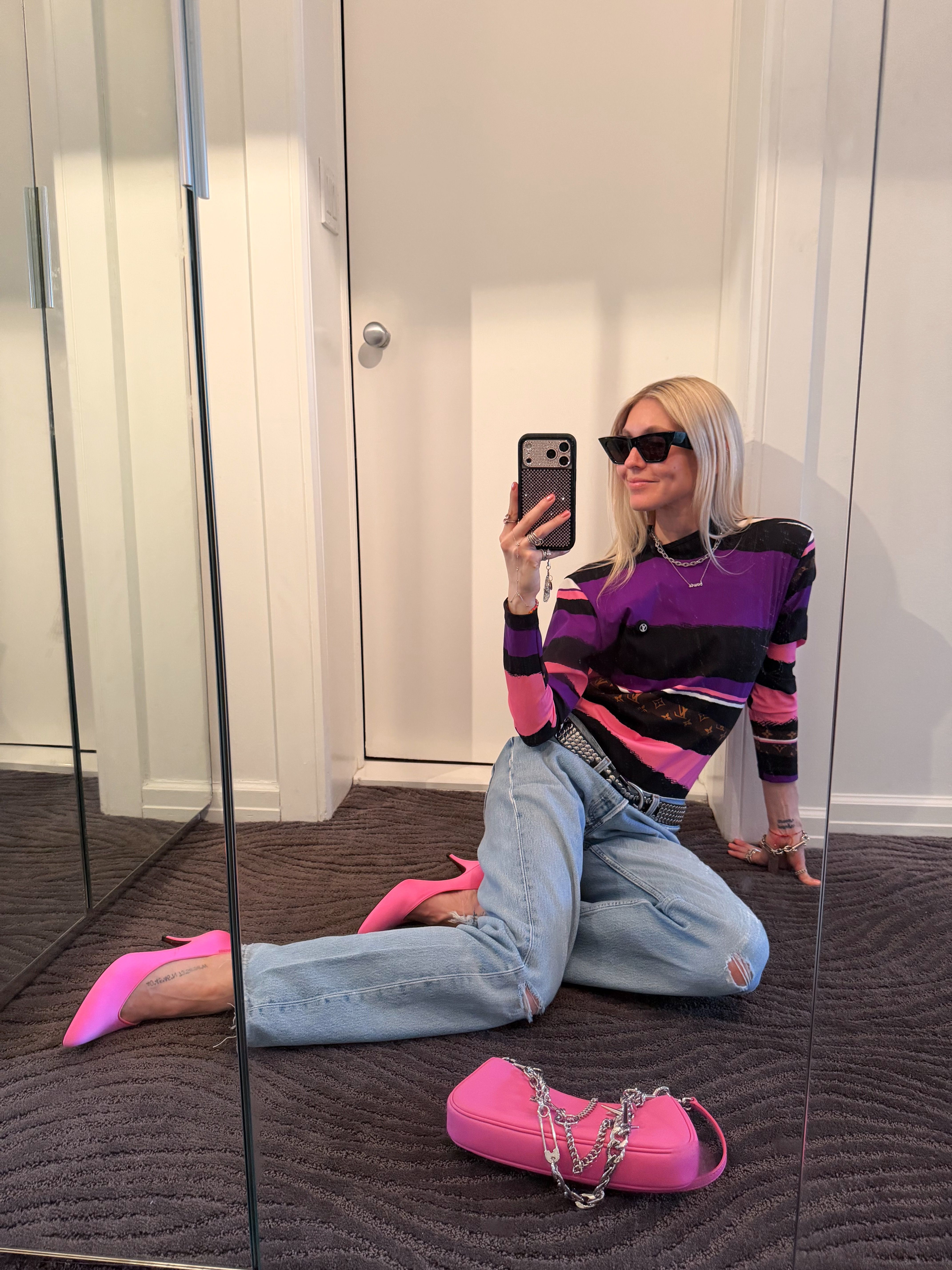 Jessica Minkoff styles a pink-heavy outfit for Miami