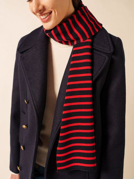 Duguay Striped Wool Scarf (navy / Red)