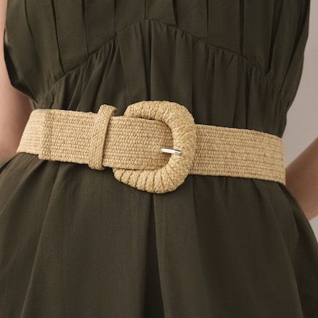 Next Neutral Beige Wide Raffia Effect Belt