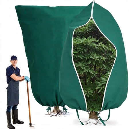2 Pack Plant Freeze Protection Covers, 96&amp;times;96 Inch 2.4oz/yd&amp;sup2; Frost Cloth Plant Blankets With Zipper Drawstring for Winter Plants Garden Frost Sun Pests Protection