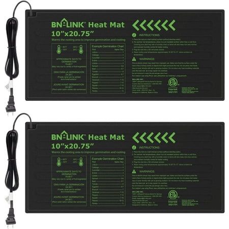 Bn-Link Durable Seedling Heat Mat Warm Hydroponic Heating Pad Waterproof 10&quot; X 20.75&quot; - 2 Pack for Seed Starting Greenhouse and Germination