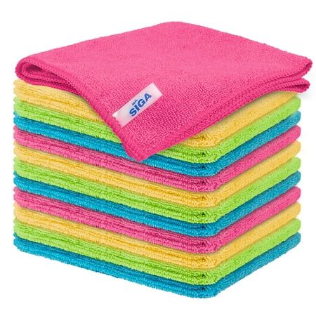 Mr.siga Microfiber Cleaning Cloth for Kitchen, Household &amp;amp; Car Cleaning, Pack of 12, Size: 12.6" X 12.6"