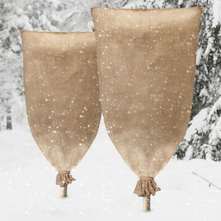 2 Pack Burlap Winter Plant Cover Bags- 40&quot; X 24&quot; Reusable Burlap Frost Cloth Plant Freeze Protection- Warm Burlap Sacks Plant Frost Blankets With Twine for Outdoor Garden Trees Potted Plants