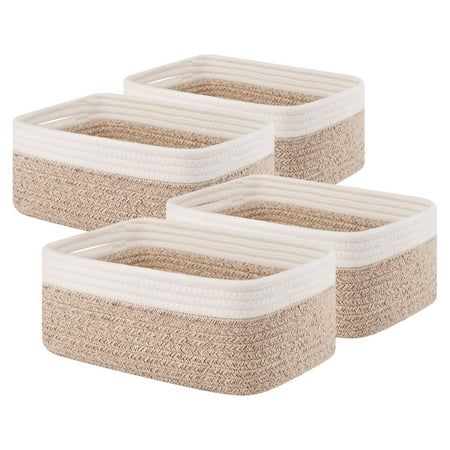 Cherishgard 4 Pack Woven Storage Baskets &amp;#65292;cotton Rope Basket for Toy&amp;#65292;book and Blankets