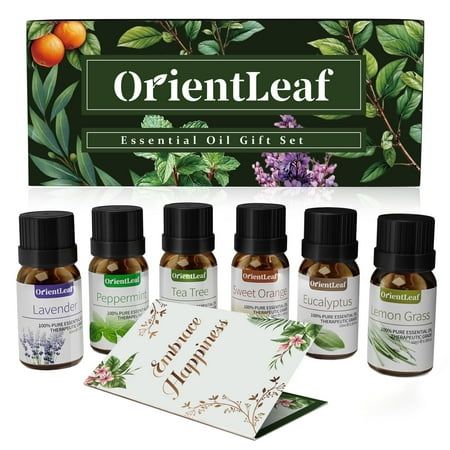 Orientleaf Essential Oils Set With Greeting Card, Gift Sets for Women, 100% Pure Essential Oil for Diffuser, Aromatherapy, Sleep, Massage &amp;amp; Diy
