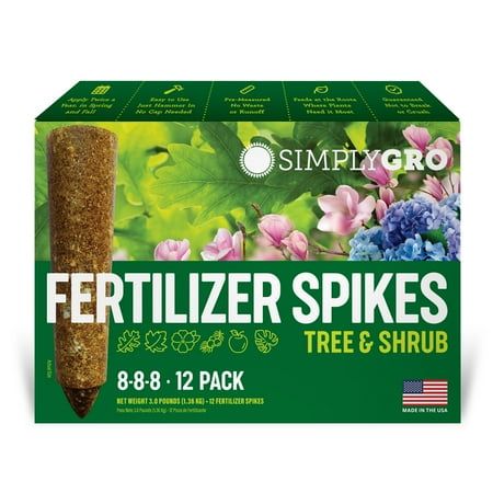 Simplygro Fertilizer Spikes for Trees &amp;amp; Shrubs - 12 Plant Food Spikes - 3.0 Lbs