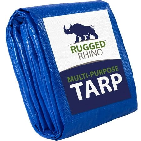 Rugged Rhino Tarp, Heavy Duty Waterproof for All Weather, Durable Water Resistant, 6x8 1 Pack Blue