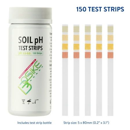 Bosike Soil Ph Testing Kit - Accurate Soil Ph Tester, 150 Paper Strips