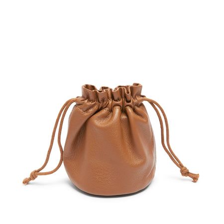 Round Drawstring Pouch Cognac