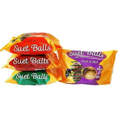 Wildlife Sciences Melt Resistant Suet Balls Variety 16 Pack, 4 Wrapped Packs of 4 Bird Suet Balls