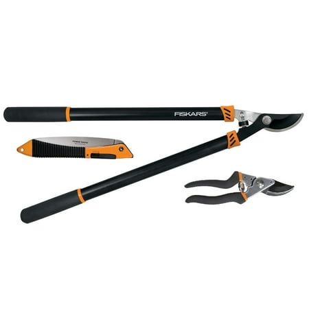 Fiskars Garden Tool Set Hand Pruner, Lopper, &amp;amp; Saw With Steel Blades