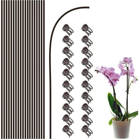 20 Pieces Metal Plant Stakes With 20 Pieces Orchid Clips,bexikou Orchid Support Sticks and Clips,flexible Garden Plant Stakes for Supporting Stems Vines Stalks Grow Upright