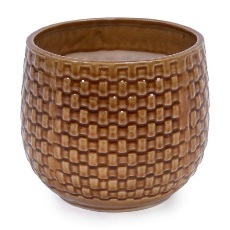 Mayeerty 3 Pack Ceramic Plant Pots, Planter for Indoor Outdoor Patio, Garden, Dark Brown